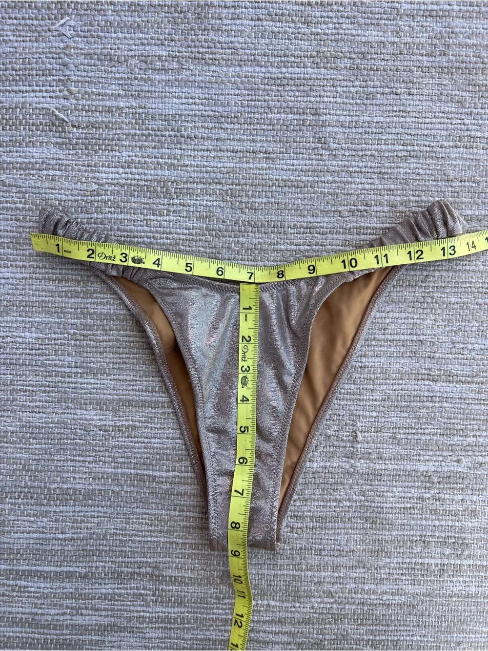 Strawberry Milk Mob Spectacle Bikini Bottom Cheeky Holographic Taupe sz M